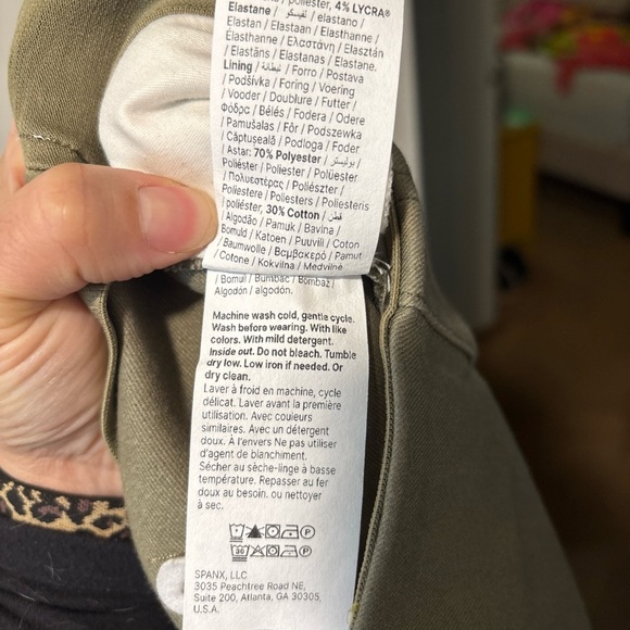 NWT Spanx Stretch Twill Cropped Wide Leg Pant​s Tuscan Olive Green Size L P New - Picture 8 of 11